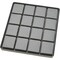 Black Square Display Case (Glass-top Removable Lid) w/ Gray 16-slot Plastic Tray